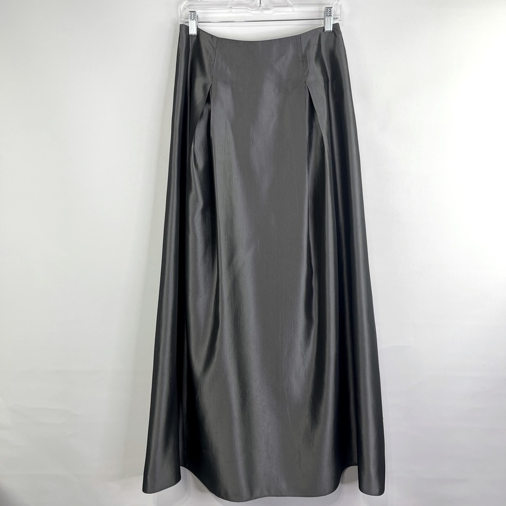 Gunne Sax Skirt Silver/Gray Satin Taffeta Skirt Size 9 Medium